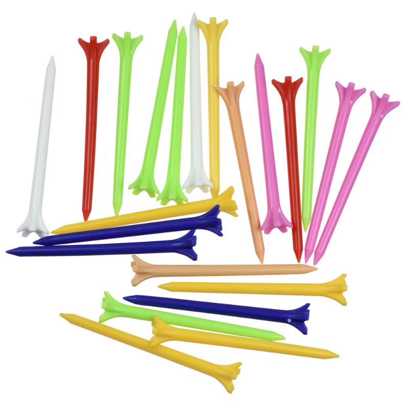 50Pcs Mixed Color Golf Tees 70mm Plastic Claw Less Resistance