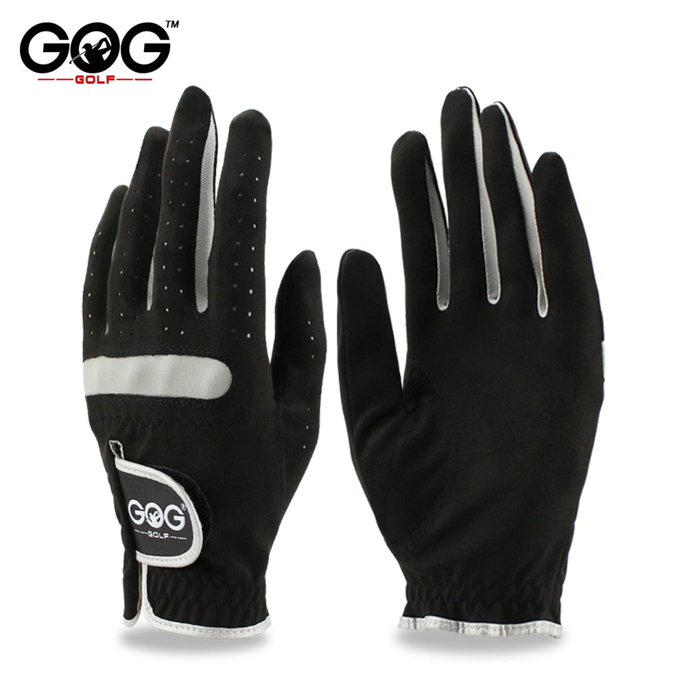 Men's Golf Glove Left/Right Hand Micro Soft Fiber Breathable Non-Slip Golf Gloves Black