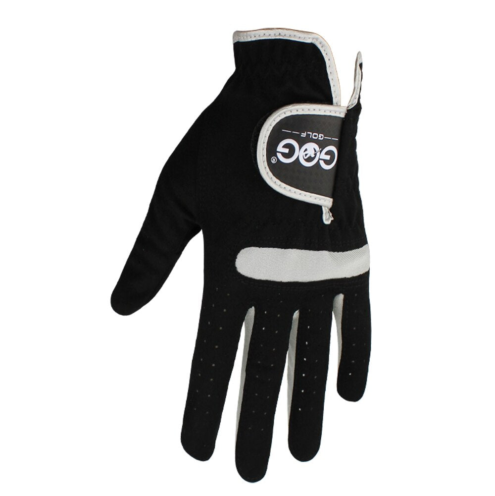 Men's Golf Glove Left/Right Hand Micro Soft Fiber Breathable Non-Slip Golf Gloves Black