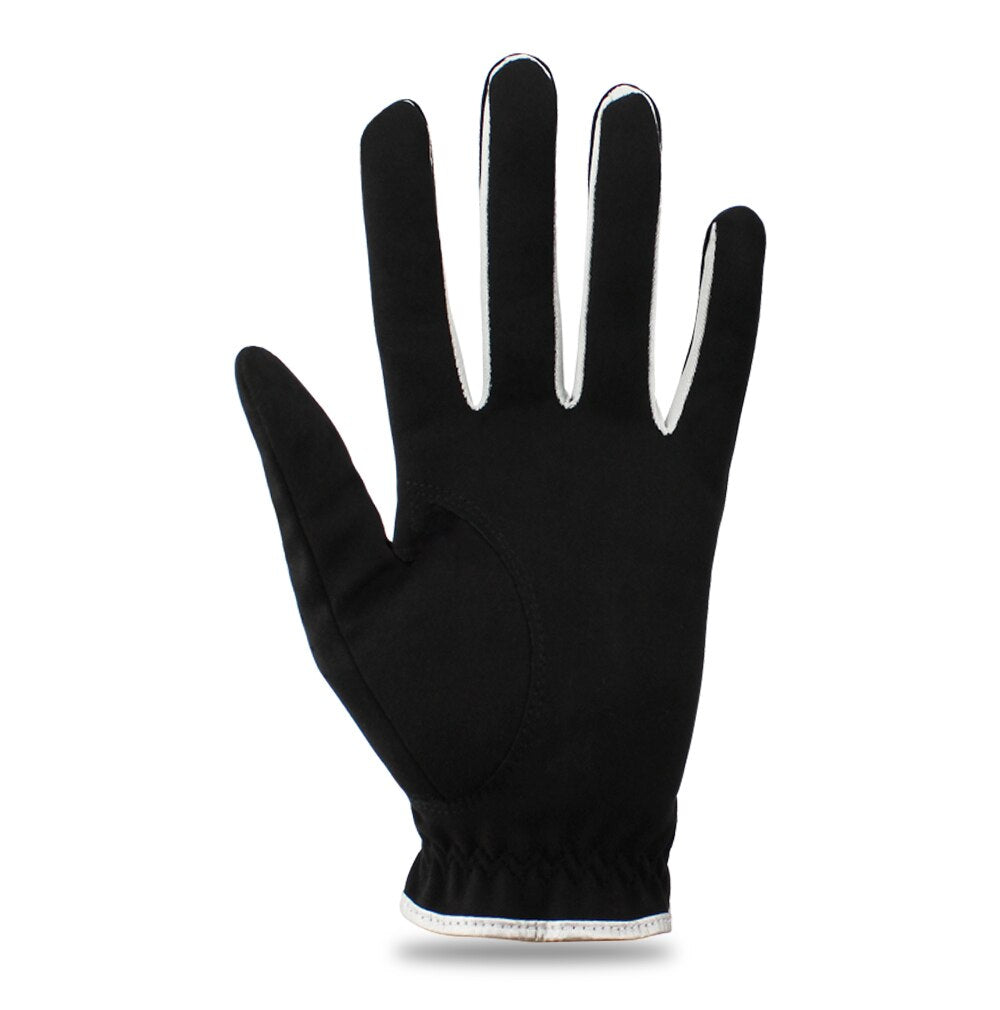 Men's Golf Glove Left/Right Hand Micro Soft Fiber Breathable Non-Slip Golf Gloves Black