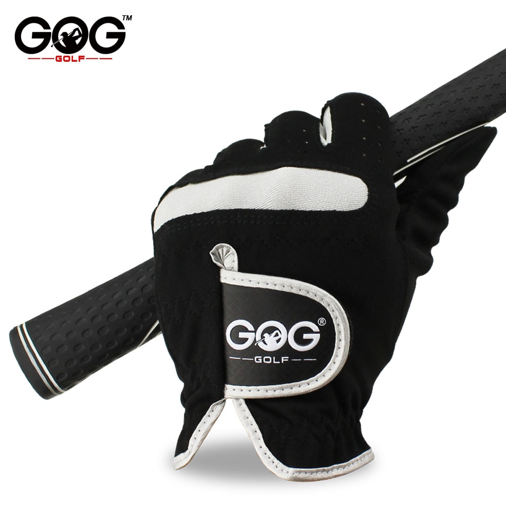 Men's Golf Glove Left/Right Hand Micro Soft Fiber Breathable Non-Slip Golf Gloves Black
